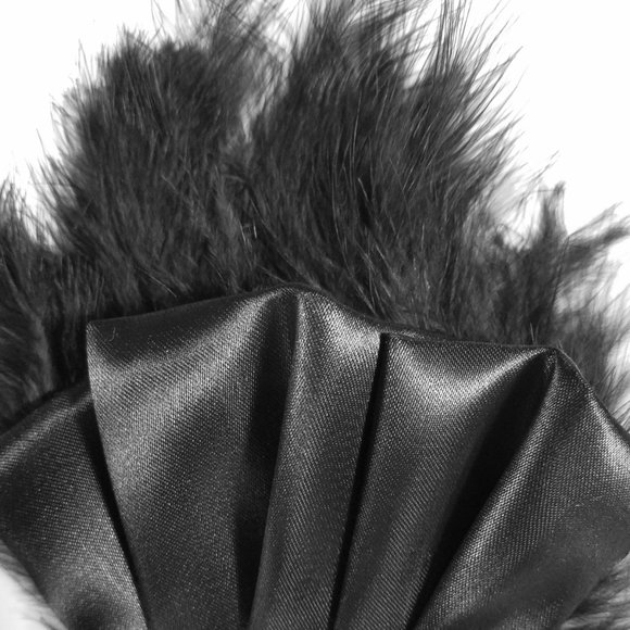 New - Black Satin Ruffle & Feather Pocket Square Insert - Picture 9 of 10